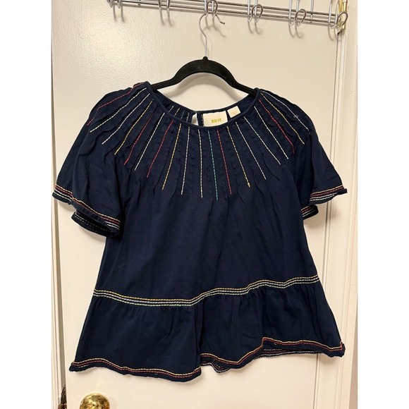 Maeve Anthropologie Chamonix Embroidered Swing Top Small - Picture 2 of 6